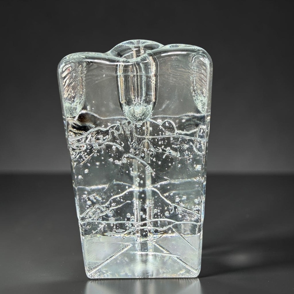 Iittala Arkipelago Clear Ice Glass Candle Holder Timo Sarpaneva Finland 5inch